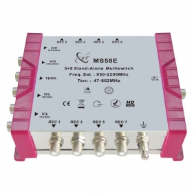 MS58E 5 x 8 Multiswitch with 5 inputs (5x SAT, 1x terrestrial.) and 8 outputs for receivers